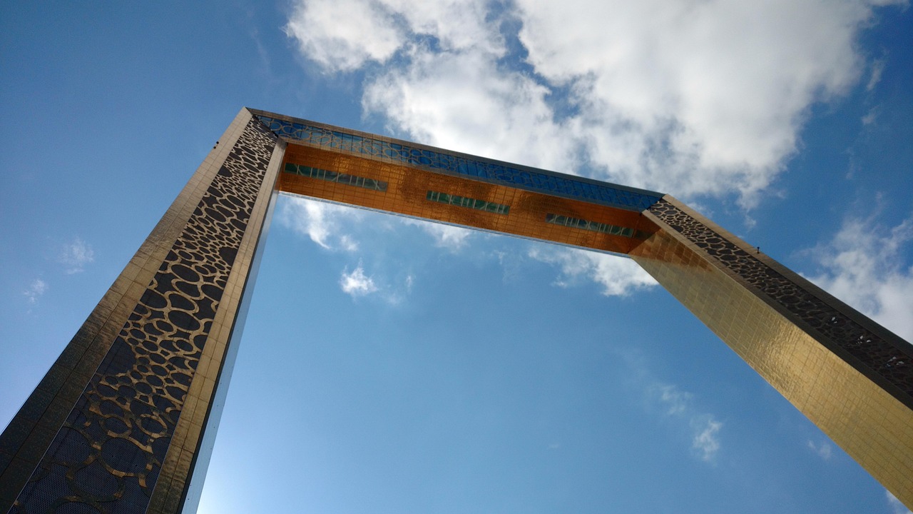 dubai frame, sky, nature, architecture, blue sky, outside, travel, city, building, dubai, united arabic emirates, tower, frame kali travels